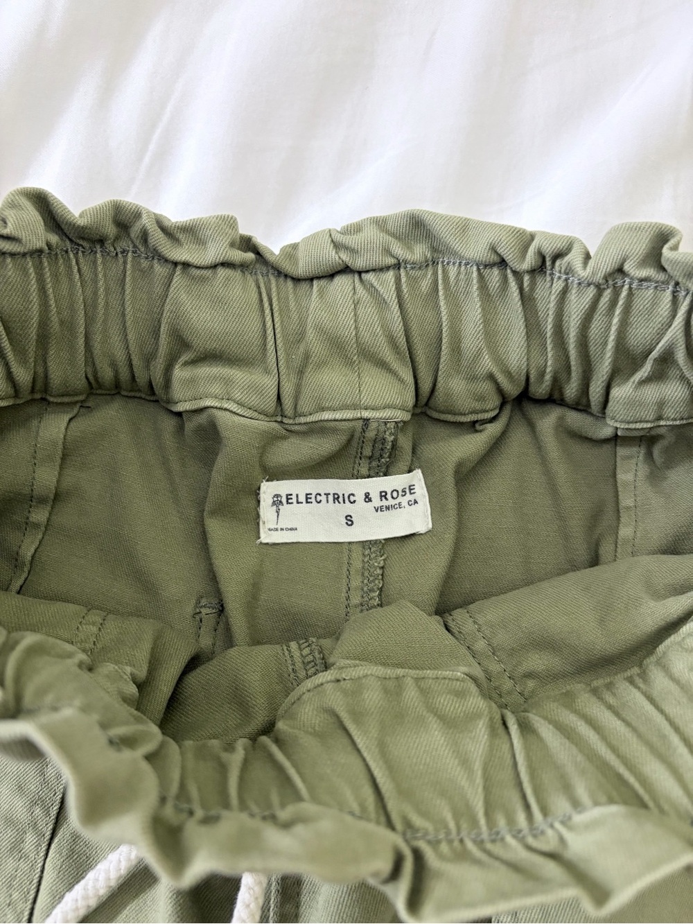Electric & Rose Easy Pant Olive Utility Pull-On Cotton Drawstring Pants Size S - Picture 7 of 8